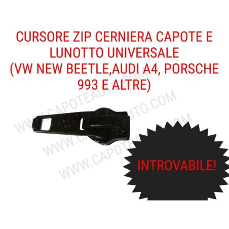 Cursore Zip Capote E Lunotto Per Vw New Beetle, Audi A4, Bmw,porsche 993,996 E Altre
